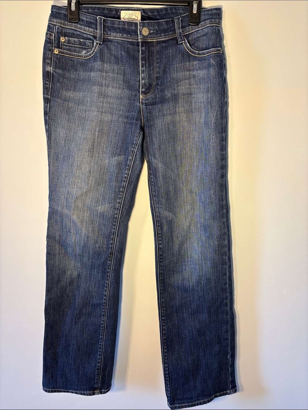 White House Black Market Distressed Blue Straight-Leg Jeans